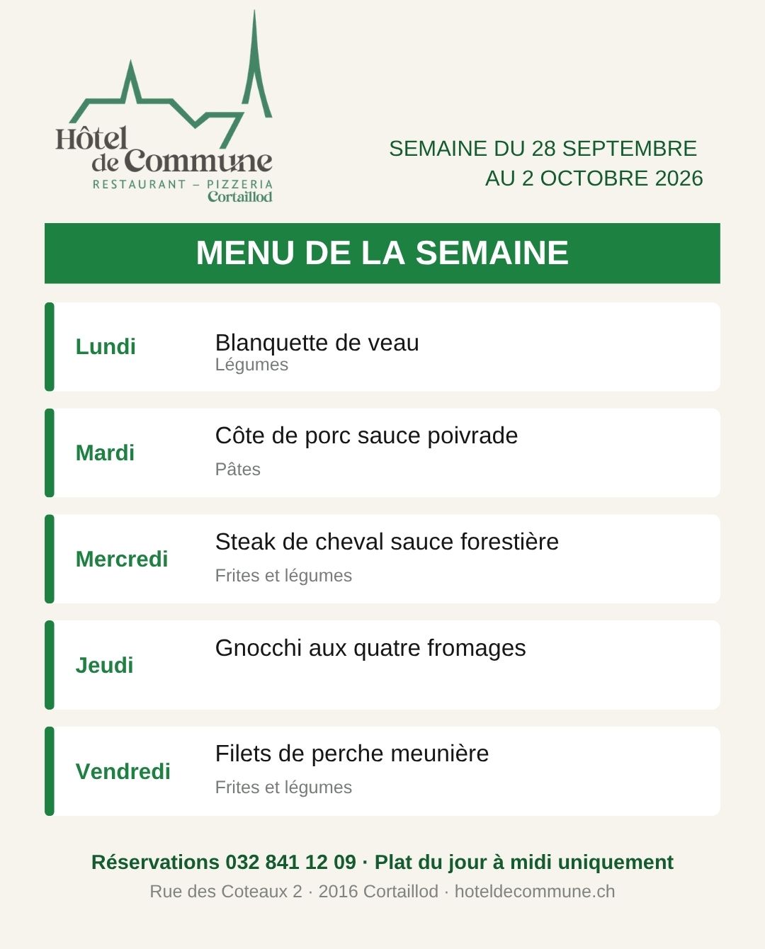 Menu Semaine 39